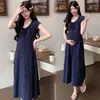 Mamá Ángel~ Vestido Floral de Maternidad Verano 2026 Nuevo Tejido de Algodón Adelgazante Elegante Vestido de Maternidad