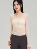 Camiseta Customizada Sexy de Alças Longas para Mulheres, Novo Estilo de Verão, Chique com Proteção Solar, Emagrecedora, Versátil, Blusa Transparente com Decote V