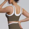 Novo Estilo Transfronteiriço Sensação Nua Falso Duas Peças Sutiã Esportivo Costurado Bloco de Cores Sutiã de Yoga Corrida Fitness Roupa de Yoga Feminina