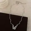 Colar Feminino Clavícula Vazado Borboleta Diamante Alto Padrão Luz Luxo Diário Versátil Tendência Moda Design de Nicho