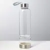 Venda direta da fábrica cascalho de cristal natural copo de energia de borossilicato alto copo em camadas de cristal de aço inoxidável com corda de elevação copo de saúde