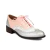 Zapatos Brogue Zapatos de Estudiante Bloque de Color Punta Redonda Con Cordones Zapatos de Mujer Zapatos Individuales D40-3