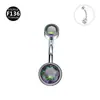 Liga de titânio F136 espessura 1,6mm haste 6-14mm zircônia cilíndrica dupla joia para piercing no umbigo atacado