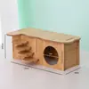 Casa Escondite para Hámster con Base de Madera Impermeable, Plataforma Resistente a Mordeduras, Refrigeración de Verano, Villa de Dos Pisos para Hámster Dorado Venta al por Mayor