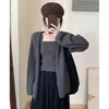 Conjunto de dos piezas de cárdigan de punto suave y holgado estilo coreano y camiseta, nuevo producto de primavera y otoño, suéter elegante, suave y juvenil