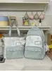 Conjunto de Dos Piezas Rayado Blanco Leche con Estrellas Hombros Dobles Mochila Escolar Estilo Fresco Femenino Campus Alto Valor Estético Bolsa de Hombro Única para Tutorías