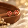 Aretes Geométricos Rojos Ankela Festivos de Año Nuevo Nicho Temperamento Venta Caliente Aretes de Botón Otoño/Invierno 2026 Venta al por Mayor de Pendientes