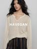 Camisa Cubre-traje Delgada Protectora del Sol de Manga Larga con Cuello en V, Holgada y Cómoda, para Mujer, Top Casual para Viajes Diarios