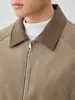 Chaqueta de Plumas de Suede y Felpa para Hombre Mo Mai Ke Alta Inteligencia para Viajes al Trabajo Estilo Invierno 26 Cuello de Color Contrastante Chaqueta de Plumas para Hombre 88952.