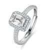 S925 Sterling Silver Ring Quatro Garras Quadradas Açúcar Avó Redean Corte Pedra Fileira Anel de Casamento Fábrica Fornecimento Direto Entrega de uma peça