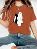 Amazon Europeo y Americano Verano Niña Fantasma y Patrón de Gato Cuello Redondo Manga Corta Moda Casual Comercio Exterior Explosiones Camiseta de Halloween