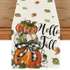 Camino de Mesa de Lino Otoñal Más Vendido de Amazon Acción de Gracias Nuevo Producto Patrón Hoja de Arce Calabaza Grande Venta Directa de Fábrica