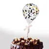 Bandera de Cuero Brillante Reflectante de PU Estrella de Cinco Puntas Inserto para Pastel de Cumpleaños Horneado Tarta Postre Mesa Tarjeta Inserto de Nube