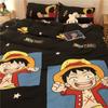 Juego de Cuatro Piezas de Ropa de Cama de Oso de Dibujos Animados Simple Escandinavo Funda de Edredón de Algodón Lavado Azul Juego de Tres Piezas de Sábanas para Cama de Dormitorio Estudiantil