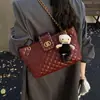 Bolso de Cadena de Diamantes para Mujer 2025 Nuevo de Moda Otoño e Invierno Bolso de Hombro Retro Gran Capacidad Bolso Tote Cruzado para Viajar