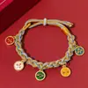 Pulseira de Cinco Vias do Deus da Riqueza, Pulseira Ajustável Estilo Étnico, Presente da Área Cênica de Xizang, Corda Colorida Trançada Feita à Mão
