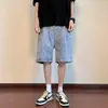 Shorts Jeans Masculino, Estilo Workwear, Roupa Casual de Verão, Marca da Moda, Calça Fina, Caimento Solto Fashion, Calça de Perna Larga de Comprimento Médio Estilo Ins