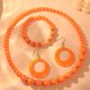 Aretes de Moda Europea y Americana Pulsera de Cuentas Color Caramelo Colgante Acrílico Vintage Redondo con Cuentas Traje Joyería para Mujer