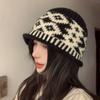 Gorro de Punto con Diseño Rombo Color-Block Retro de Nicho Coreano 2025 Invierno Nuevo Cálido Gorro de Pescador