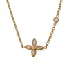 Europa y Estados Unidos collar cruzado nuevo transfronterizo acero inoxidable chapado en oro de 18 quilates incrustado con cristal joyería versátil mujeres