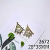 Acessórios Criativos DIY 38*28mm Ganchos de Brinco de Conexão com Múltiplos Furos Peças Florais em Formato de Losango Estilo Étnico Pingentes para Roupas e Colares