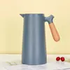 Olla Térmica de Vacío de Doble Capa de Gran Capacidad Hogareña para Coche Portátil Hervidor de Agua Caliente Revestimiento de Vidrio Asa de Madera Hervidor de Agua Caliente