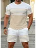 AliExpress Moda de Verano Transfronteriza Camiseta de Manga Corta y Shorts para Hombre Conjunto Casual Deportivo Estampado 3D de Dos Piezas
