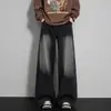 Calça jeans masculina estilo americano, nova coleção de outono, perna reta solta, perna larga, calça casual versátil para homens