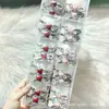 Presilha de Cabelo em Forma de Morango com Fita e Strass Estilo Coreano de Luxo Leve para Meninas, Prendedor Lateral para Cabelo Acessório Atacado