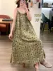 Vestido de Verano Nuevo Estilo Literario y Artístico con Tirantes Florales Frescos, Holgado y de Moda, Vestido de Longitud Media Impreso Versátil Venta al por Mayor