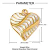 Ojo de Diablo Corazón Flor de Cinco Pétalos Dos Tonos Incrustados de Diamantes Colgante DIY de Acero Inoxidable Aretes de Búho para Mujer Joyería de Acero de Titanio