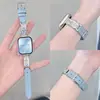 Pulsera Media de Cristal y Pedrería Adecuada para Apple Watch S12/11, Correa de Cuero con Pedrería de Corazón y Estrella para Apple Watch