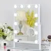 Espejo de Maquillaje Hollywood con LED y 12 Bombillas, Luz Tricolor Ajustable, Control Táctil y Espejo de Aumento 10x