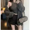 Conjunto de Duas Peças Estilo Hot Girl Transfronteiriço 2025 Novo Cropped de Tricô Slim Fit com Gola Halter Afinando e Cardigan Suéter Estiloso Relaxado