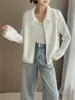 2026 Nuevo Estilo Otoño Temprano Cárdigan de Punto con Cremallera de Terciopelo Imitación de Visón Empalmado Diseño Holgado Estilo Coreano Chaqueta Suéter para Mujer