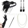 Traje de Joyería de Plumas de los años 20 Larga Boquilla de Tabaco Diadema de Plumas para el Cabello Diadema para Fiesta de Despedida de Soltera Banquete Actuación