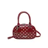 Bolso de Bolos de Lunares Estilo Coreano Boston para Mujer Versátil para Viajes Diarios Bolso de Hombro Único Bolso Cruzado de Mano Casual Elegante para Mujer