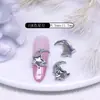 Estilo Retrô Liga Liga Corvo Coração Joias para Unhas Halloween Escuro Punk Acessórios para Unhas Decoração de Laço de Metal