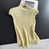 2026 Camiseta Elegante, Corte Ajustado, Cuello Alto, Chaleco de Punto sin Mangas con Pliegues, Top Corto, Venta al por Mayor H10GS98075