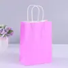 Pronta Entrega Sacola de Papel Kraft Colorida Lisa para Joias Comida Embalagem para Levar Sacola de Compras Quadrada de Fundo Sacola de Presente ins