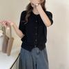 Luxo Leve e Requintado! Cardigan Tricotado de Manga Curta, Gola Redonda, Unbotão, Mais Fácil de Combinar, para Mulheres, Lã 100%, Fashionável, Soltinho