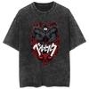 Camiseta Vintage Lavada Street Anime Berserk Estilo Espada Lendária Casual Algodão Verão Manga Curta Masculina