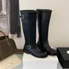 Botas de Equitação de Cano Alto Estilo Novo 2026 com Saltos Grossos, Botas Femininas de Cano Alto Estilo Francês