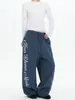 Calça de moletom da moda estilo americano, com estampa marmorizada, perna larga e cordão, para homens e mulheres, apresentando um design solto de perna reta, perfeita para outono e inverno