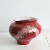 Vaso Cerâmico Redondo Vermelho Estilo Chinês Moderno Sala de Estar Ornamentos de Flores Quarto Modelo Casa de Temporada Entrada Decorações de Alto Padrão