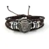 Pulseira de Couro de Vaca com Totem Retrô Europeu e Americano, Pulseira Trançada Punk Personalizada para Homens, Joia Popular de Vendedor de Rua Transfronteiriço