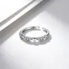 Anillo de Plata 925, Anillo en Nombre del Amor, Anillo Delgado con Microincrustaciones de Circonita en Forma de Corazón para Mujer, Anillo Simple y Versátil Estilo Ins para Dedo Índice