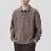 Nueva sudadera de manga larga para hombre estilo "old money" para otoño e invierno, simple y versátil, con cuello camisero en la serie de colores Maillard, top moderno y de corte holgado