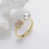 Anillo de Perla de Agua Dulce Natural para Mujer, Camelia Nácar de Alta Gama con Forma de Abanico de Moda de Boca Viva Ajustable Joyería al Por Mayor