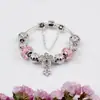 Pulsera de Cuentas Dulces Populares de Venta Caliente Cruzada Set DIY Joyería de Mano Terminada Pulsera de Corazón de Amor de Cristal con Pedrería